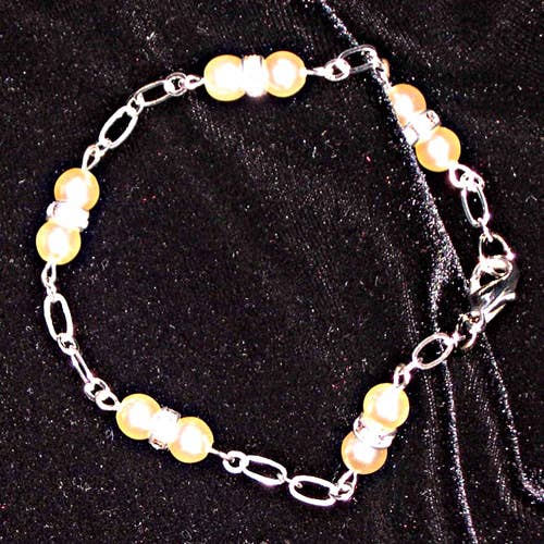 Cool Water Jewelry - Wholesale Link & Chain Bracelet - Pearl and Crystal Rondell Bracelet