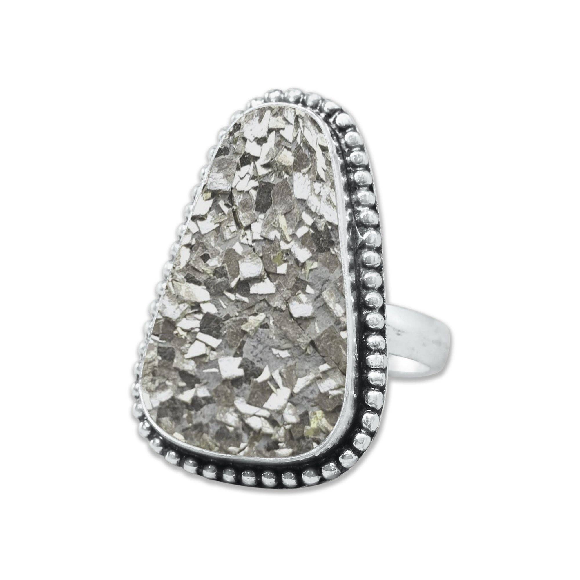 Handmade Jewels - Wholesale Cocktail/Statement Ring - Pyrite Druzy Rings – Handmade, Silver-Plated, Sparkling Natural Stone (Made to Order)15