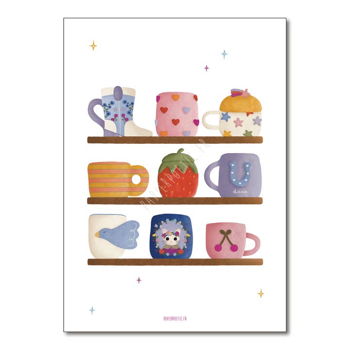 Poster/Print "Mug Shelf" Spring for wholesale by Papier Poetic