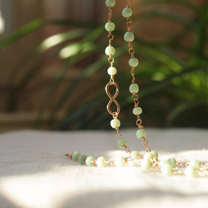 Paris green vintage blow glass chain, choker rosario, rose for wholesale by Siebijoux