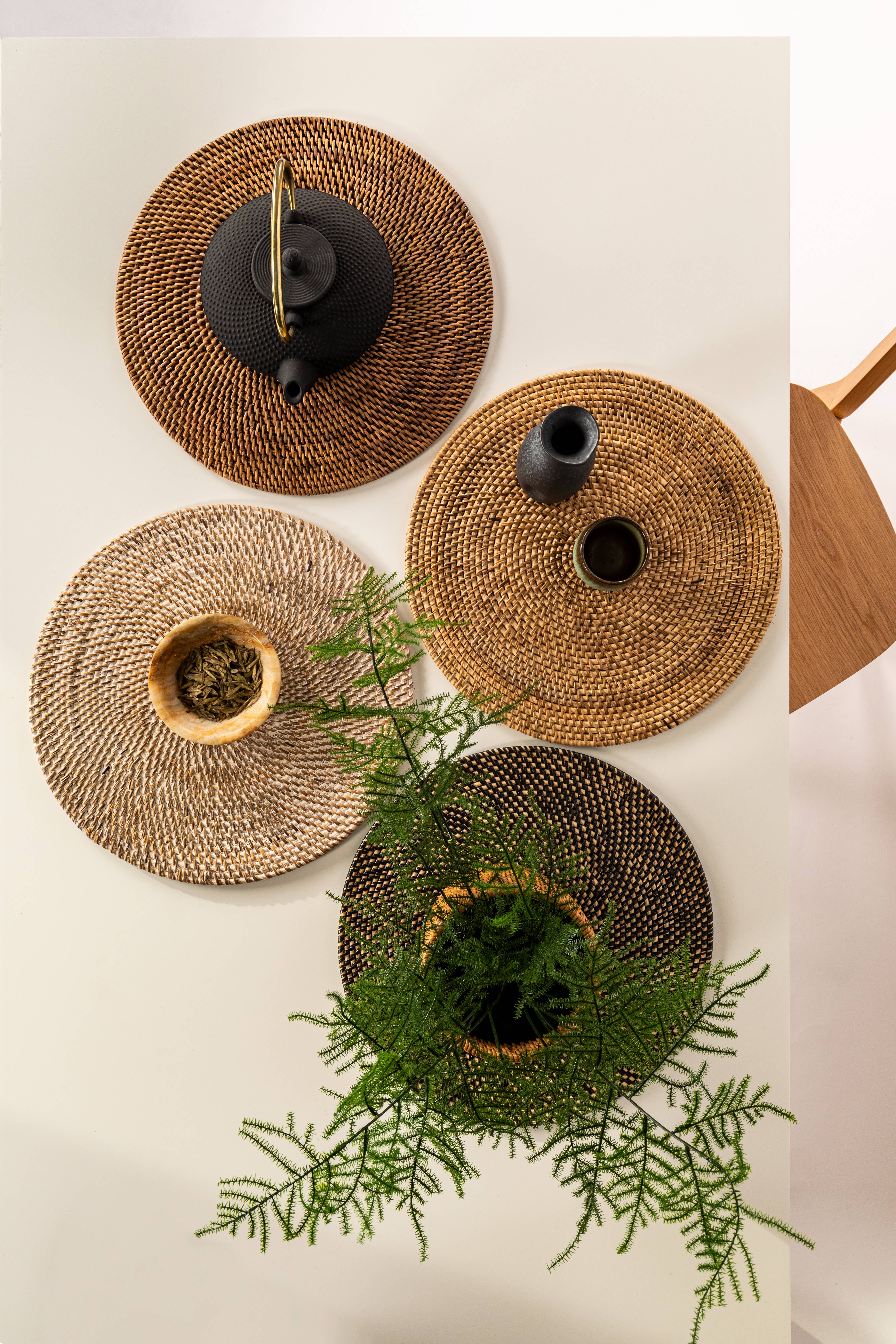 Tiseco - Wholesale Placemat - Placemat RATTAN - Round - Dia 36 cm, black0