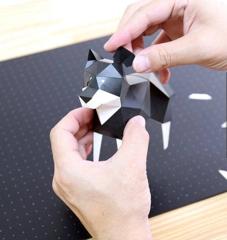 「FUNJI」In Japan - Wholesale DIY Craft Kit - Origami Black Shiba Inu Paper Craft Kit: Japanese Dog Model8