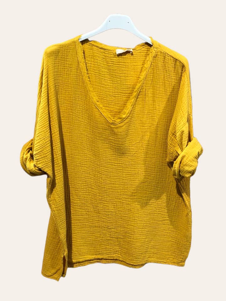 MOONSUN - Wholesale Blouse - Women's - #80686 oversized cotton-gauze top