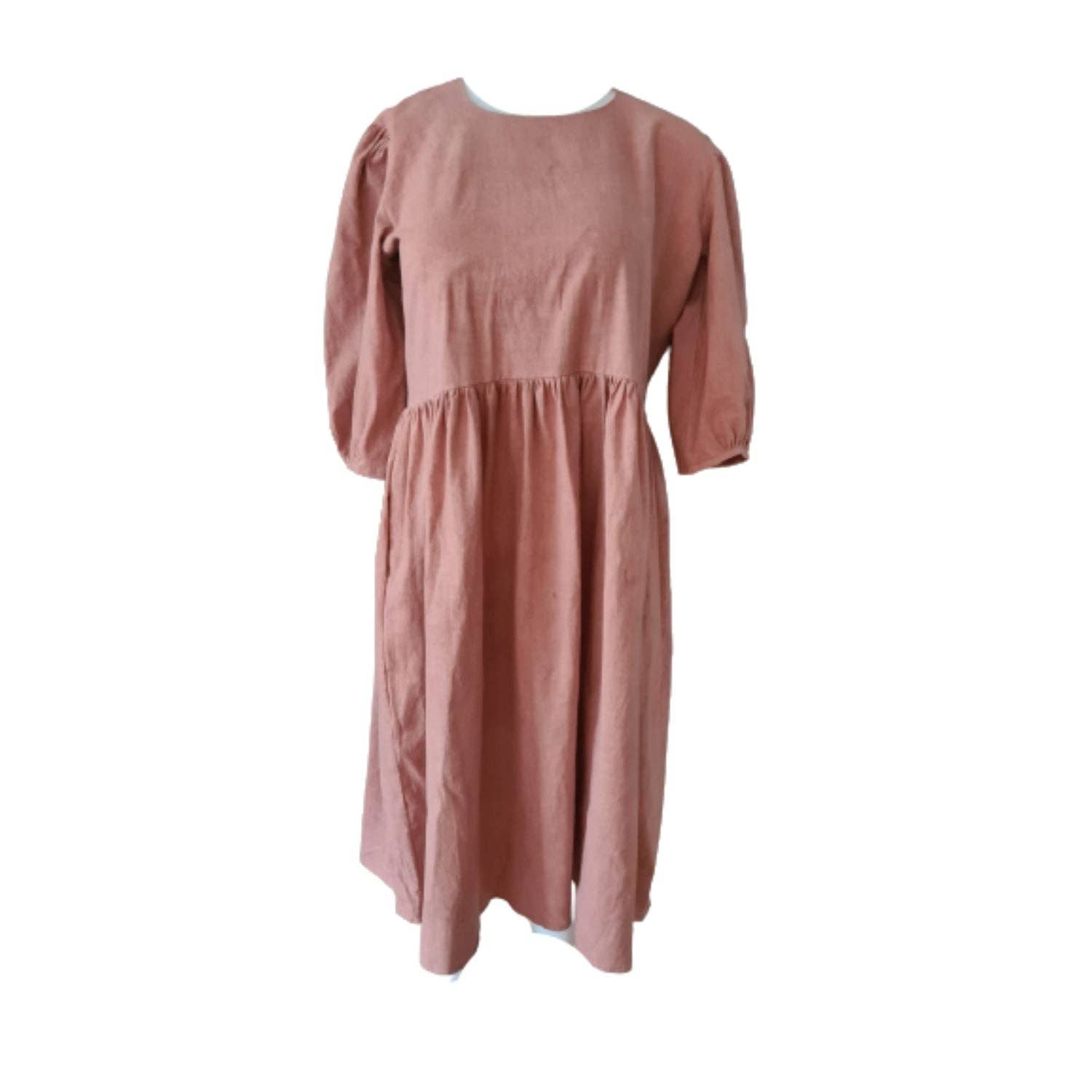 hybella – Engroshandel Kjole - Dame – Midi Natural Peach Frugt farvestof Khadi Zero Affald Smock3