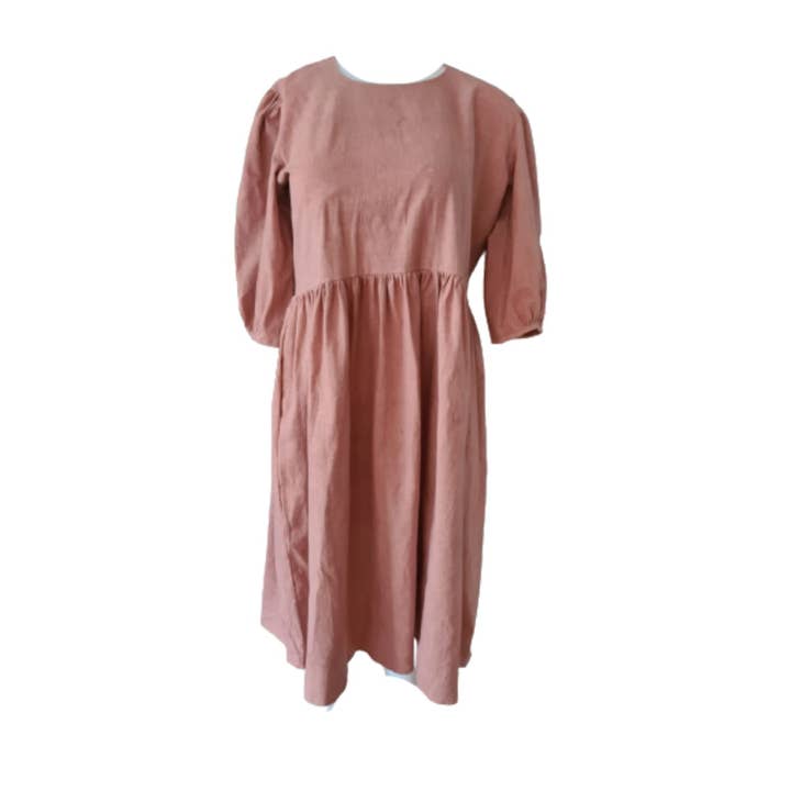 hybella – Engroshandel Kjole - Dame – Midi Natural Peach Frugt farvestof Khadi Zero Affald Smock3