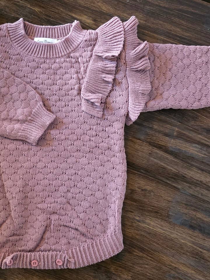 Sugar Plum Ruffle Sweater for wholesale by Evvie Bean's