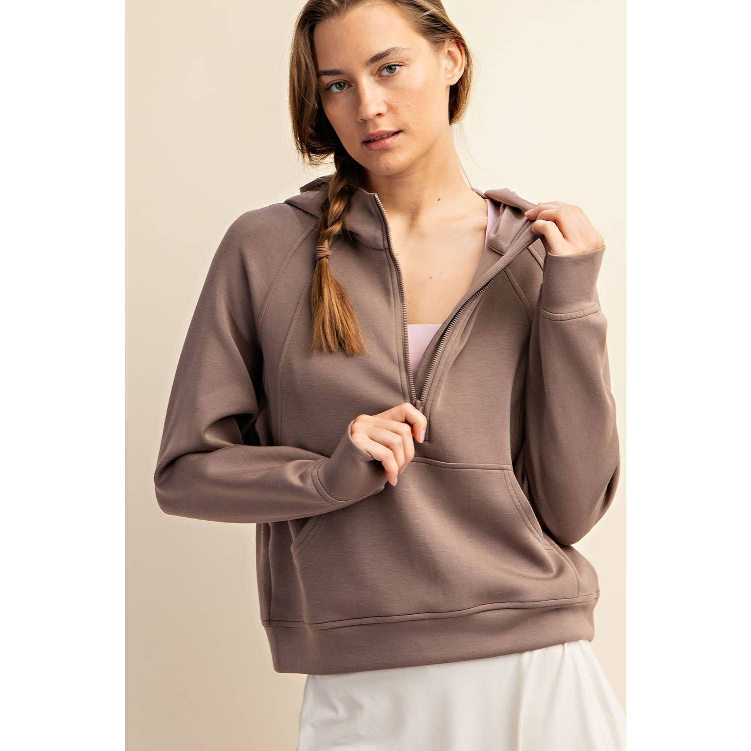 Rae Mode - Wholesale Hoodie - Women's - MODAL SCUBA QUARTER ZIP HODDIE JACKET57