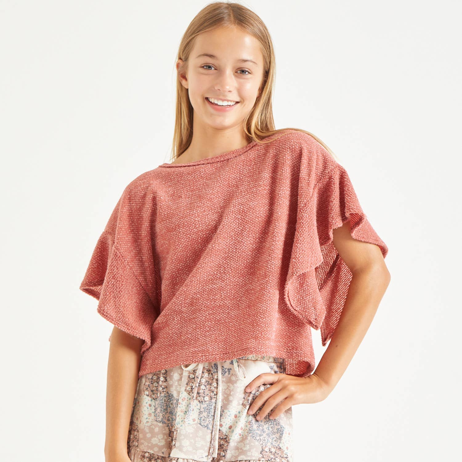 Good Girl - Vendita all'ingrosso Maglione tricot - Bambini - Maglione con volant pullover cropped in maglia grossa0