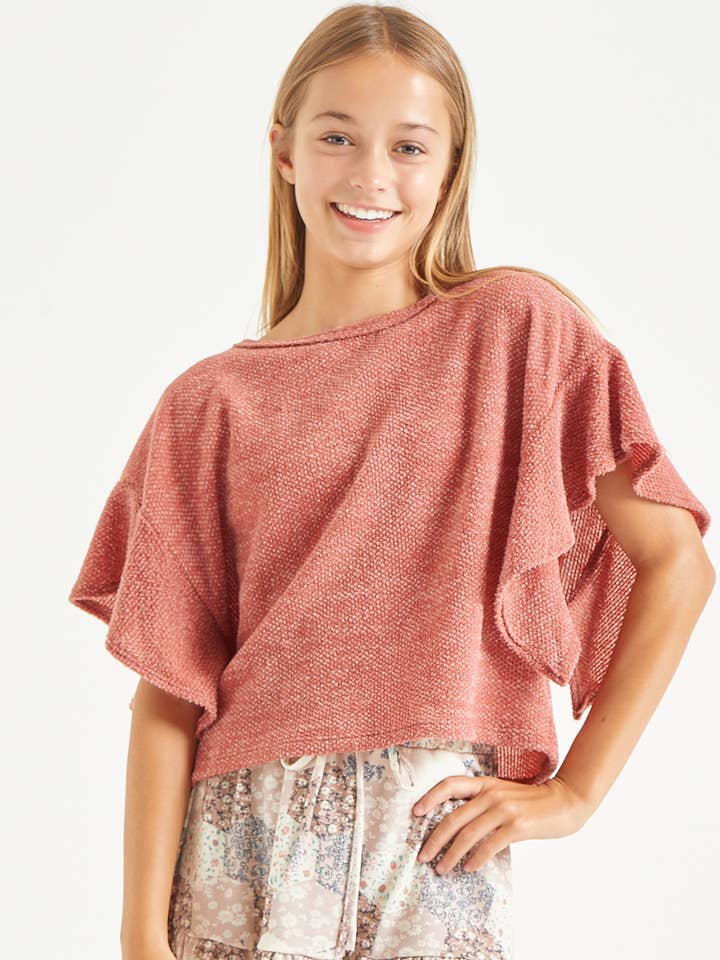 Good Girl - Vendita all'ingrosso Maglione tricot - Bambini - Maglione con volant pullover cropped in maglia grossa0