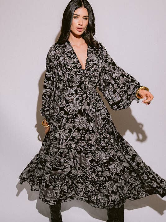 ROBE LONGUE VERONA NOIR & BLANC pour la vente par Piti Cuiti