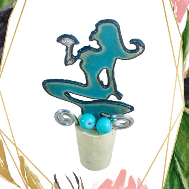 Mermaid wine stopper nautical wine cork coastal gift bar USA for wholesale by Iron Jewel