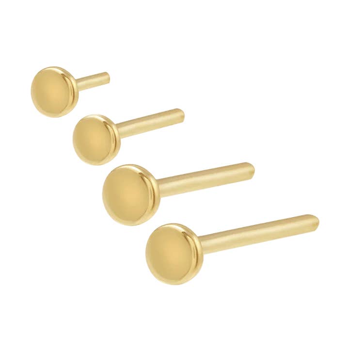 Tige de labret sans filetage 18G – Dos plat en or 14K – Tailles multiples pour la vente par Piercing-zone