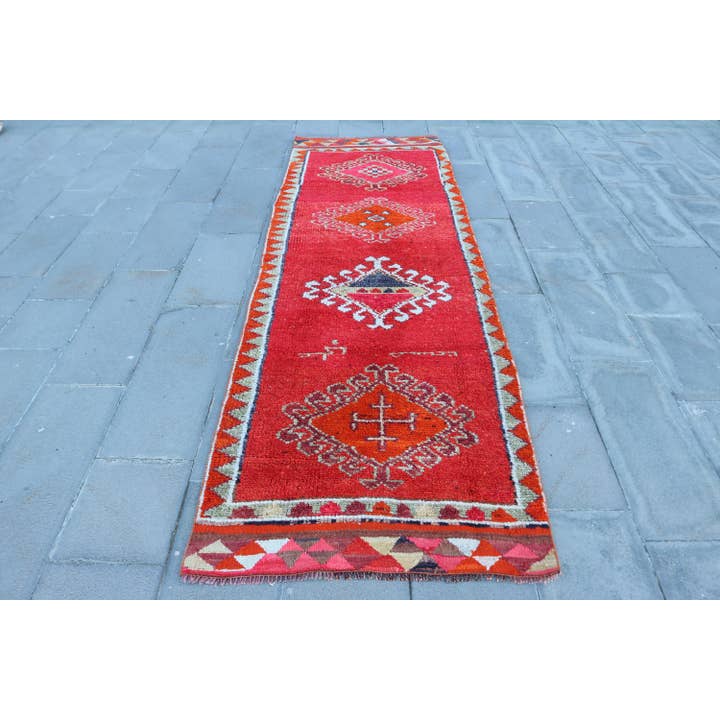 Alfombra vintage turca Herki anatoliana de lana 3,1x10,1 pies para venta al por mayor de The Loom Wholesale
