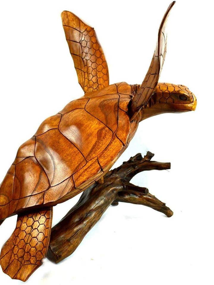 Turtle Beautiful Large Hand Carved Mahogany Wood for wholesale by White Elephant