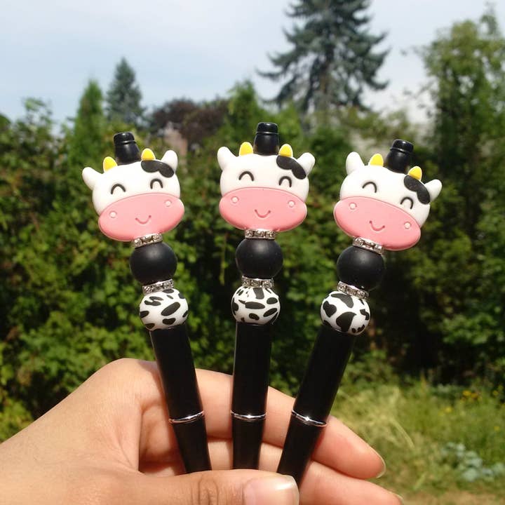 Cute Cow Beaded Pen for wholesale by Amy Designs