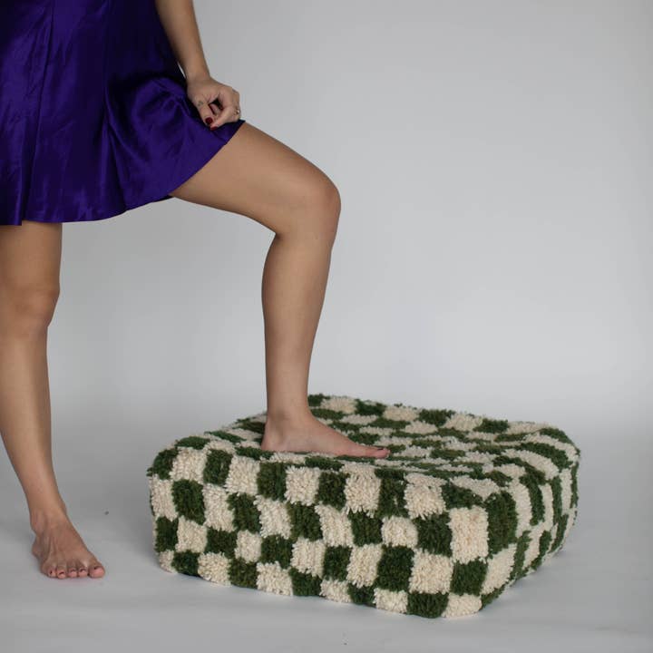 Voyage - Venta al por mayor Puf - Puf otomano marroquí cuadriculado hecho a mano32