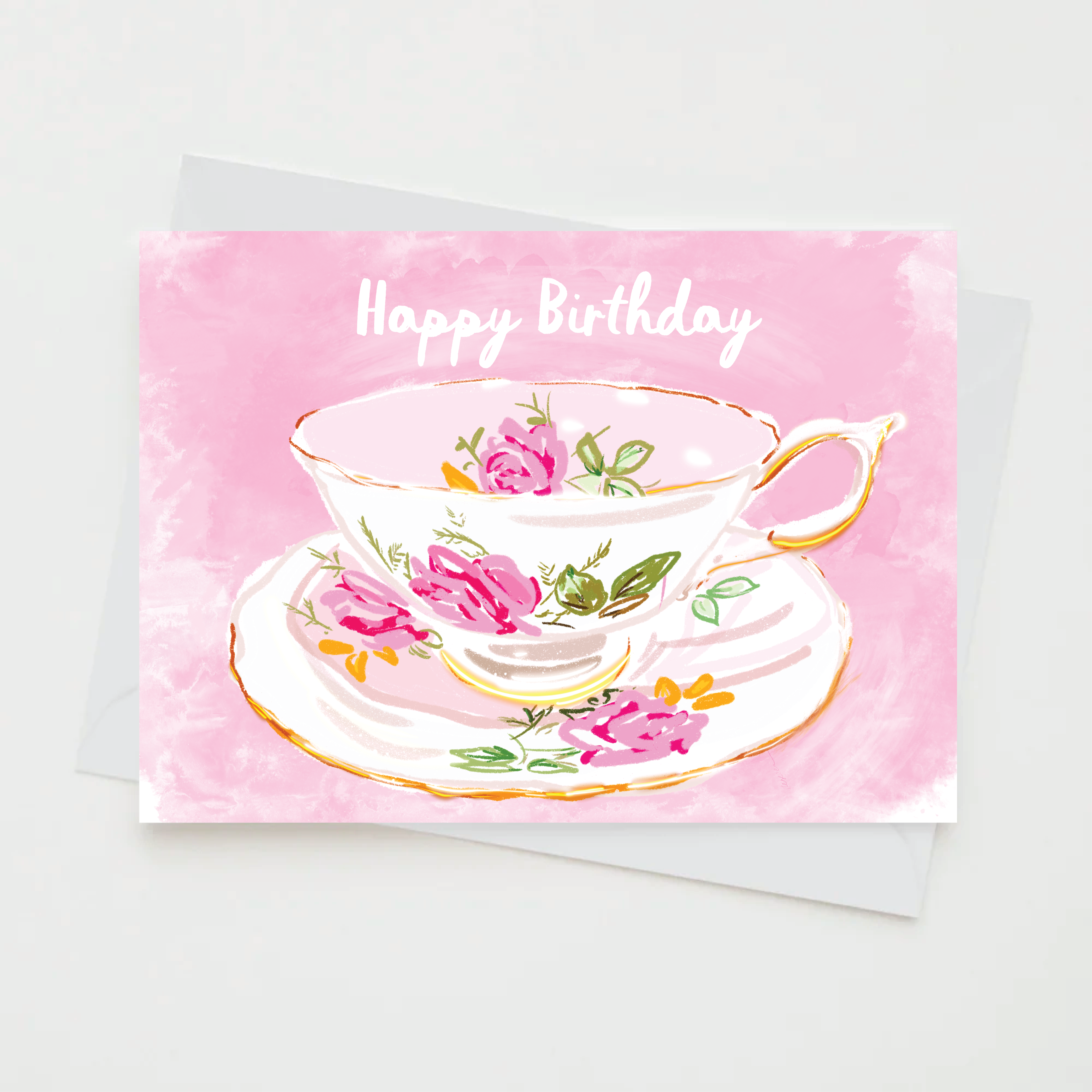 Rebecca Illustrated - Vente Cartes d'anniversaire - CARTE DE NOTE - TASSE DE THÉ3