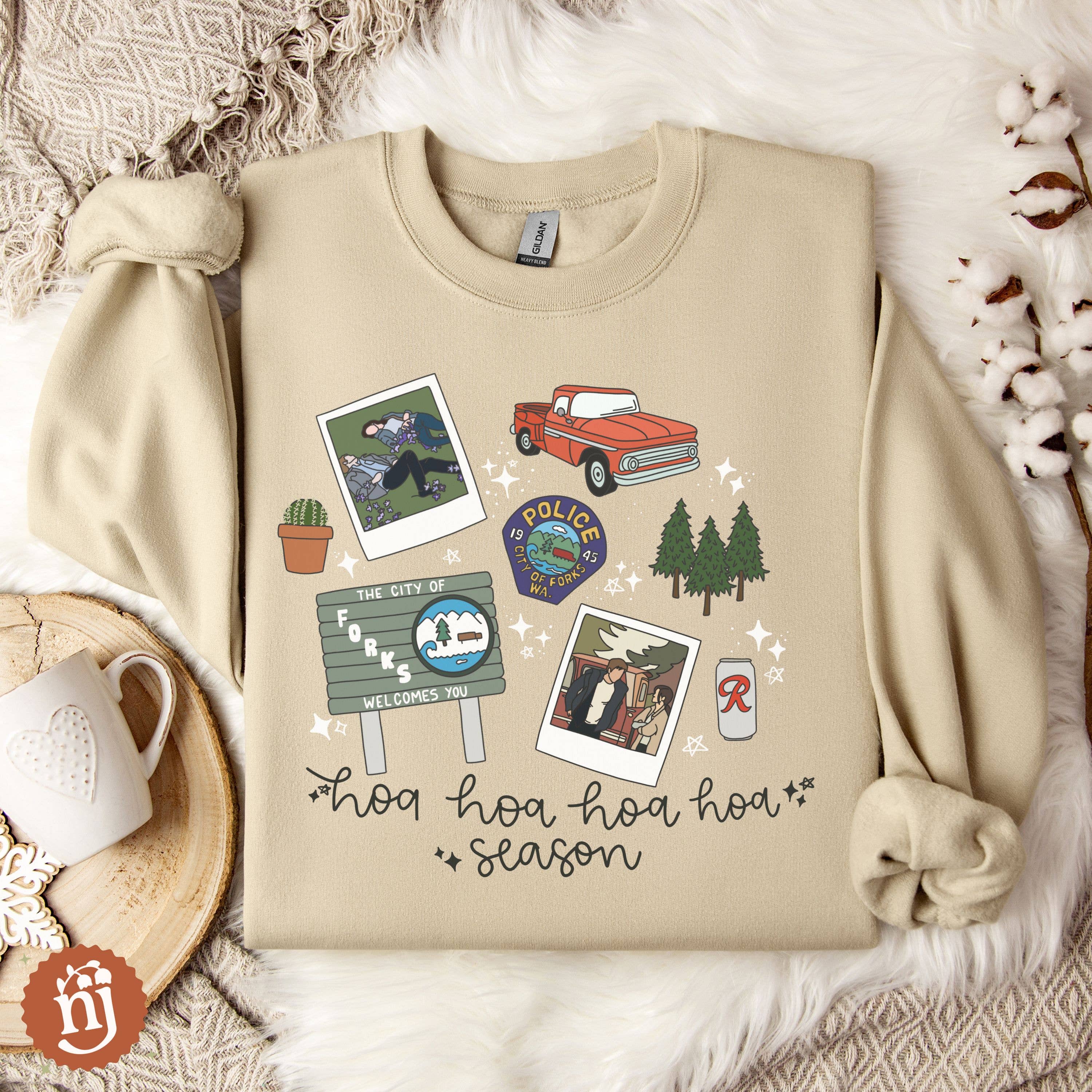 Nearly June Design Co – Sweatshirt - Unissexo por atacado – Camisola de Outono Hoa Hoa Hoa Crepúsculo1