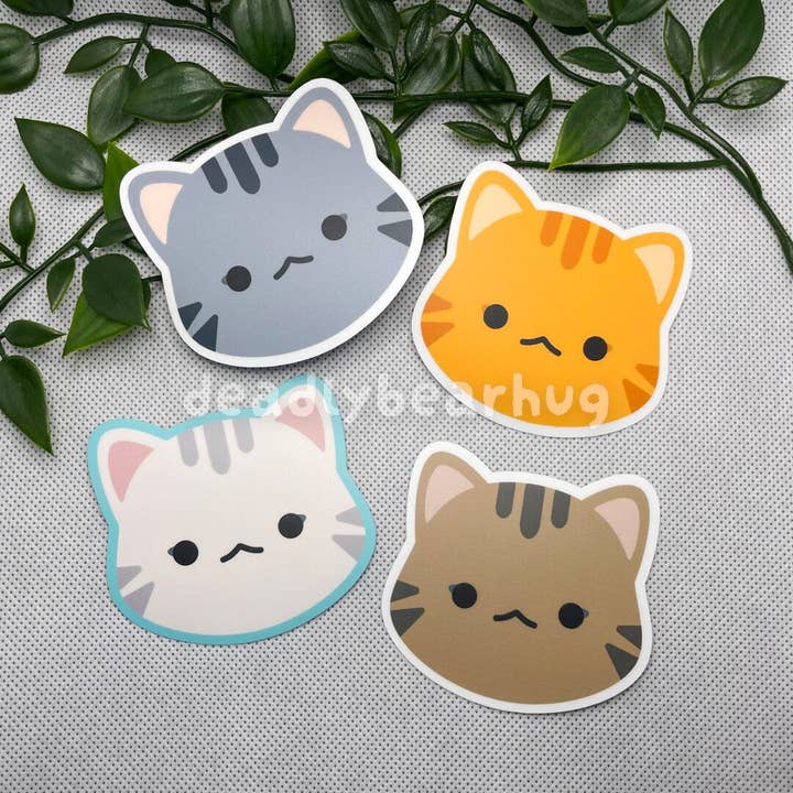 Tabby Cat Weatherproof Matte Vinyl Sticker Decal / Orange White Grey Brown for wholesale by deadlybearhug