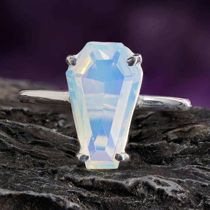 Opalite Coffin Ring for wholesale by Luna Lux Design