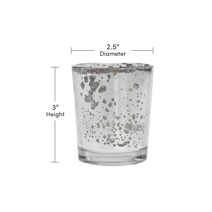 Jacobson - Wholesale Votive Candle - 2.5"D Silver Mercury Glass Candle Votives with White Wax