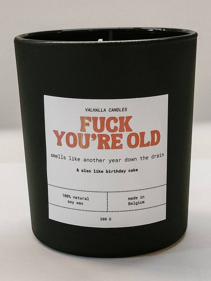 Candela profumata «Screw you're old» per la vendita all'ingrosso da parte di Brickstar Belgium