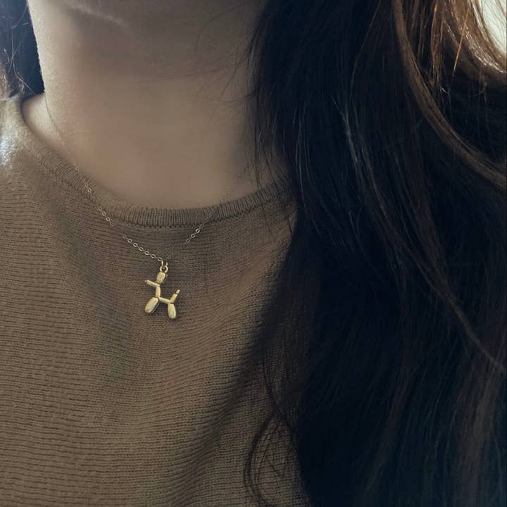 Amady Jewelry - Wholesale Pendant/charm necklace - Balloon gold dog necklace, puppy ballon necklace, little dog5