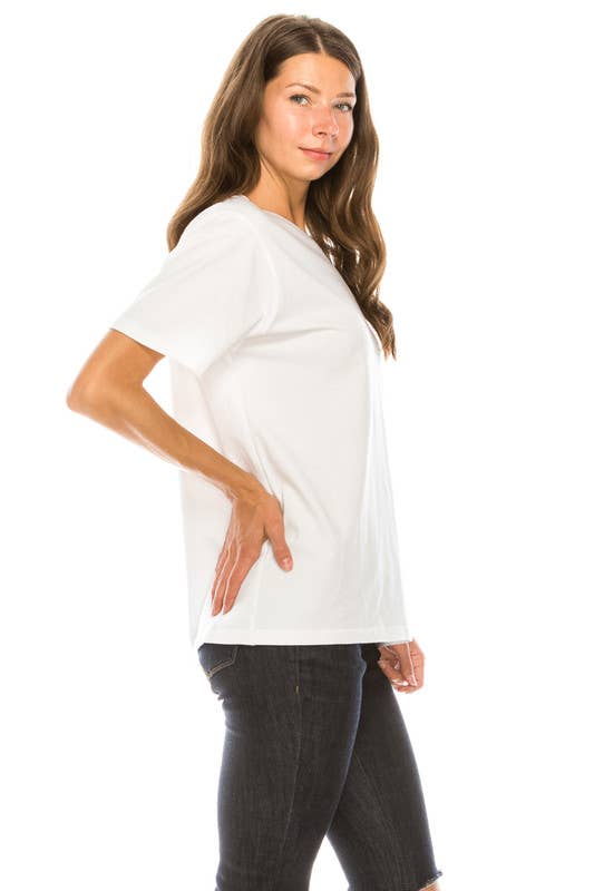 BRANCO Camiseta Unissex de Algodão Branca com Decote Redondo e Corte Oversized para venda a revendedores na Faire1