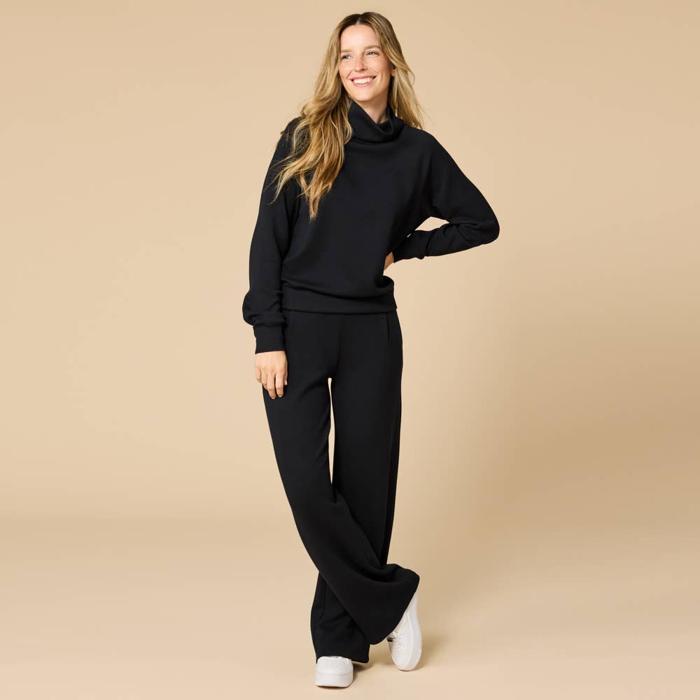 Softies - Wholesale Lounge Set - Women's - Athleisure DreamTech Mock Neck with Pleat Pant for Women4