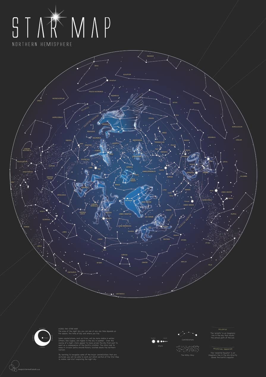 Waypoint Geographic - Wholesale Map - Glow in the Dark Star Map1