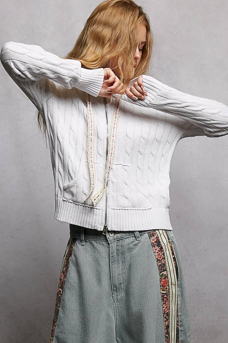 Pol Clothing - Wholesale Hoodie - Women's - Full Sleeve Solid Acrylic Sweater Hoodie Zip Up Knit Top21