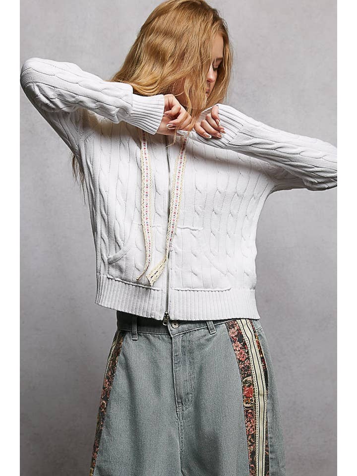 Pol Clothing - Wholesale Hoodie - Women's - Full Sleeve Solid Acrylic Sweater Hoodie Zip Up Knit Top21