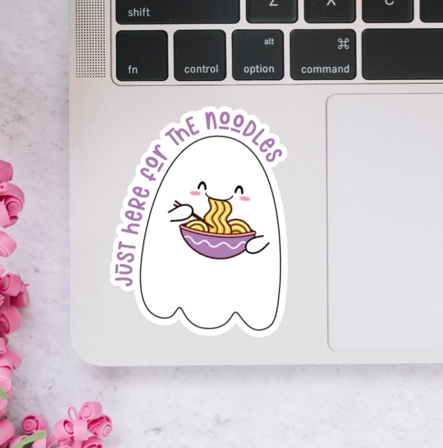 Dotesy Designs - Wholesale Sticker - Just Here For The Noodles, Ghostie Sticker0