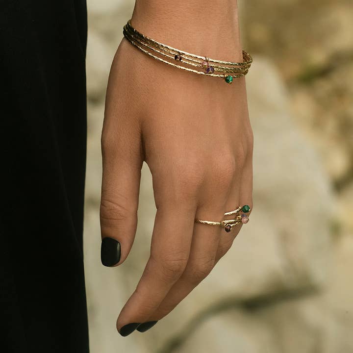 Pampille bangle quartet - Natural multi-stones for wholesale by Aura bijoux