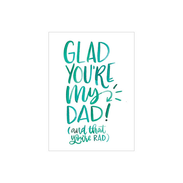 Glad Rad Dad wenskaart voor wholesale door Katie Elizabeth Lettering