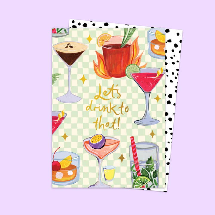 Let's Drink To That Card for wholesale by Eleanor Bowmer
