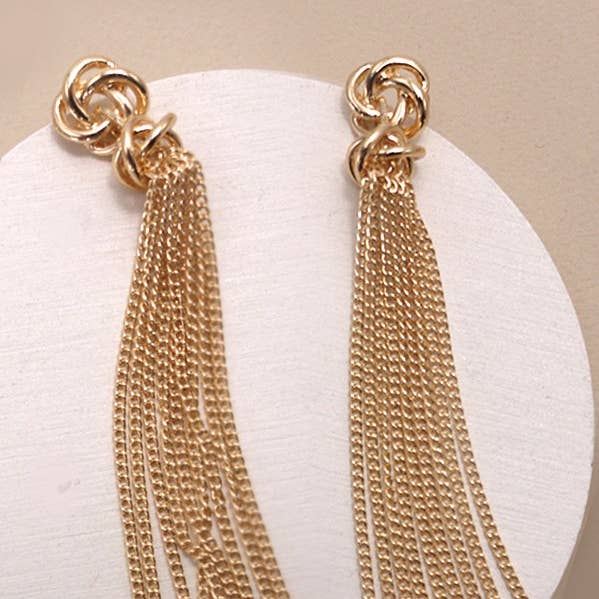 GOLD KNOT TASSEL DROP EARRINGS | 80E3680 for wholesale on Faire