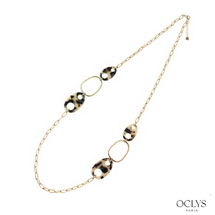 Oclys - Wholesale Y-Neck/Lariat Necklace - Cyrina long necklace in gold stainless steel resin2