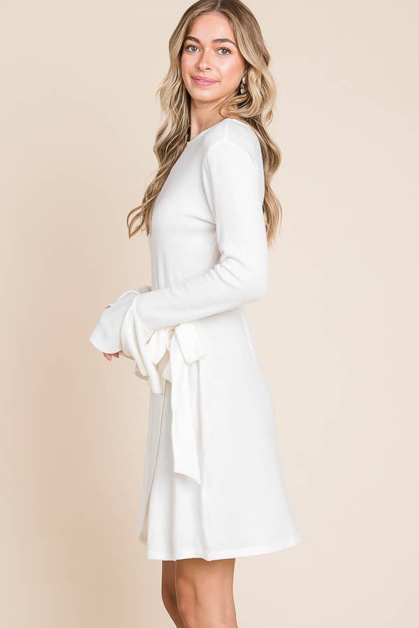 Culture Code – Engroshandel Kjole - Dame – CHD1390L - KJOLE MED FLÆSEDE LANGE ÆRMER OG SLÅ-OM BÆLTE9