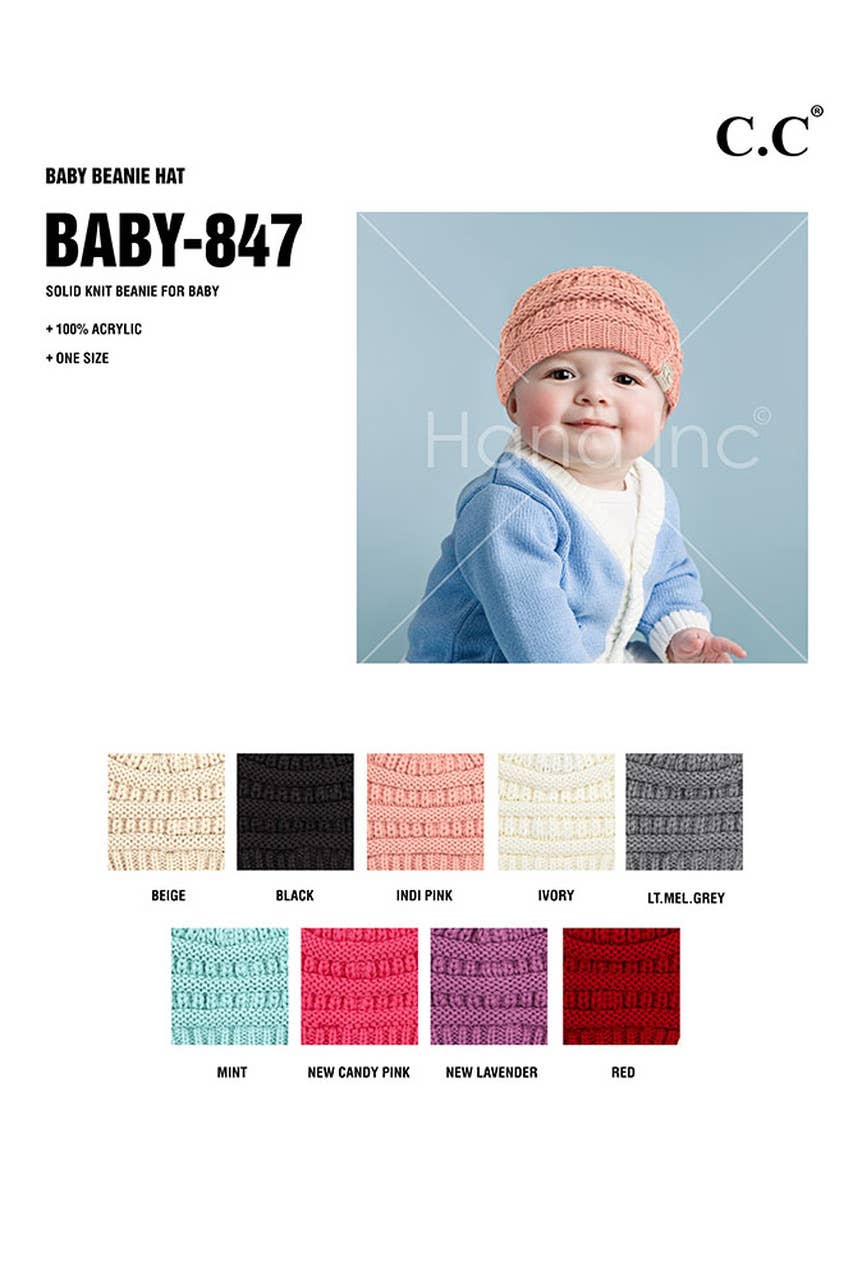 Hana - Wholesale Newborn/Knit Hat - Baby - C.C Baby Solid Color Knit Beanie12