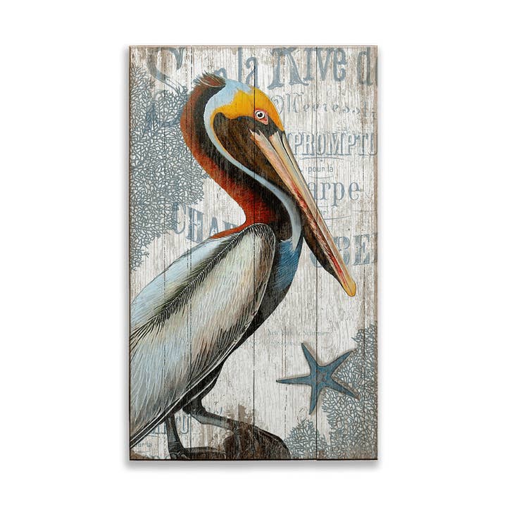 Perchoir de Pélican : Générique - Art mural en bois et métal pour la vente par Old Wood Signs