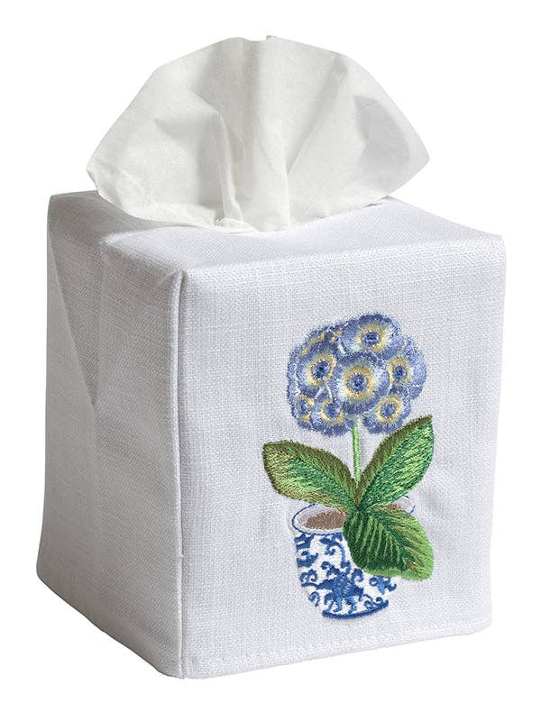 Tissue Box Cover, Potted Primrose (Blue) for wholesale by Jacaranda Living