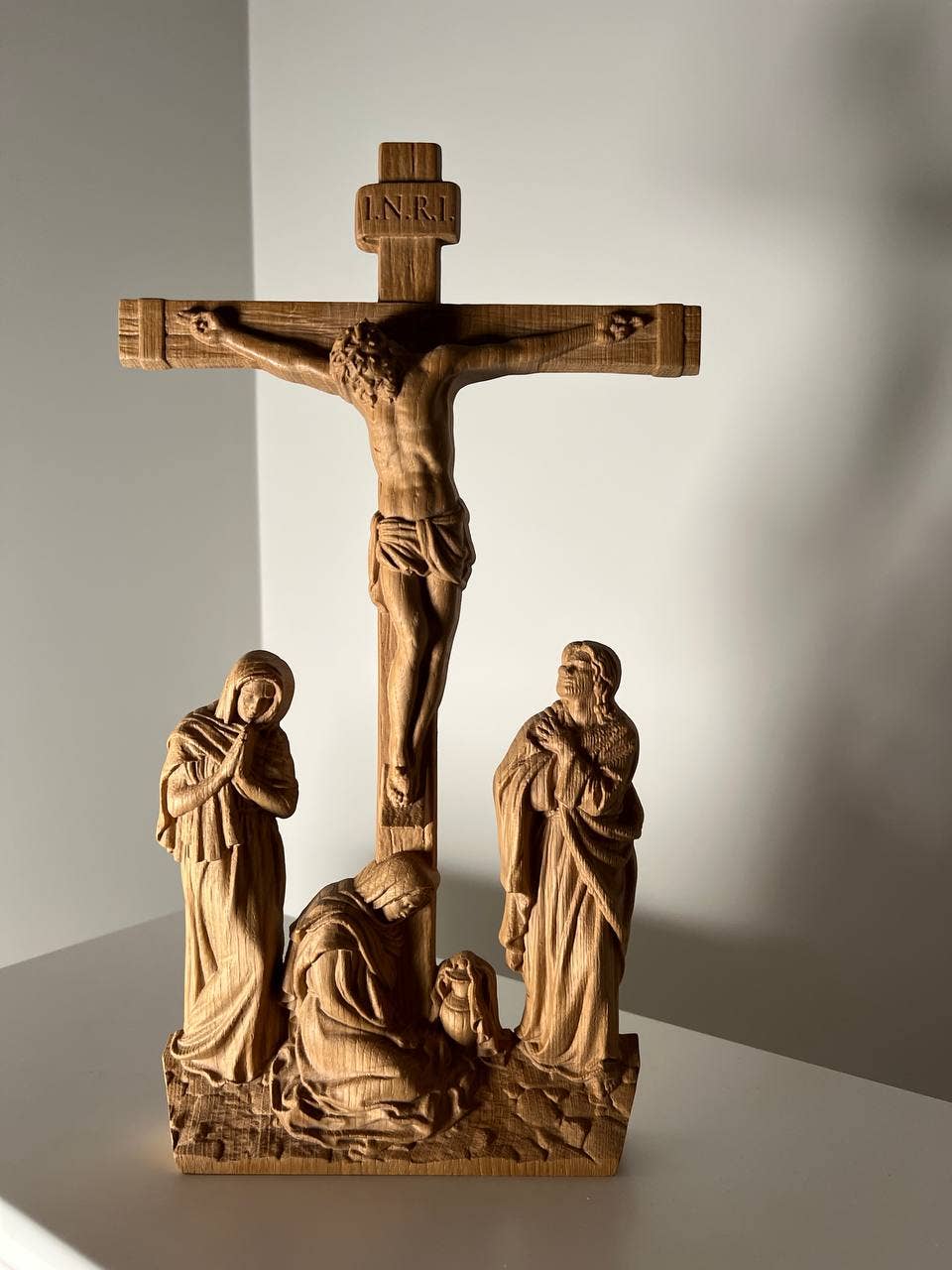 KozakWorkshop - Wholesale Wall cross - Wall Wooden Carved Golgotha on stand