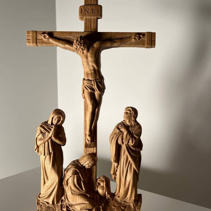 KozakWorkshop - Wholesale Wall cross - Wall Wooden Carved Golgotha on stand0