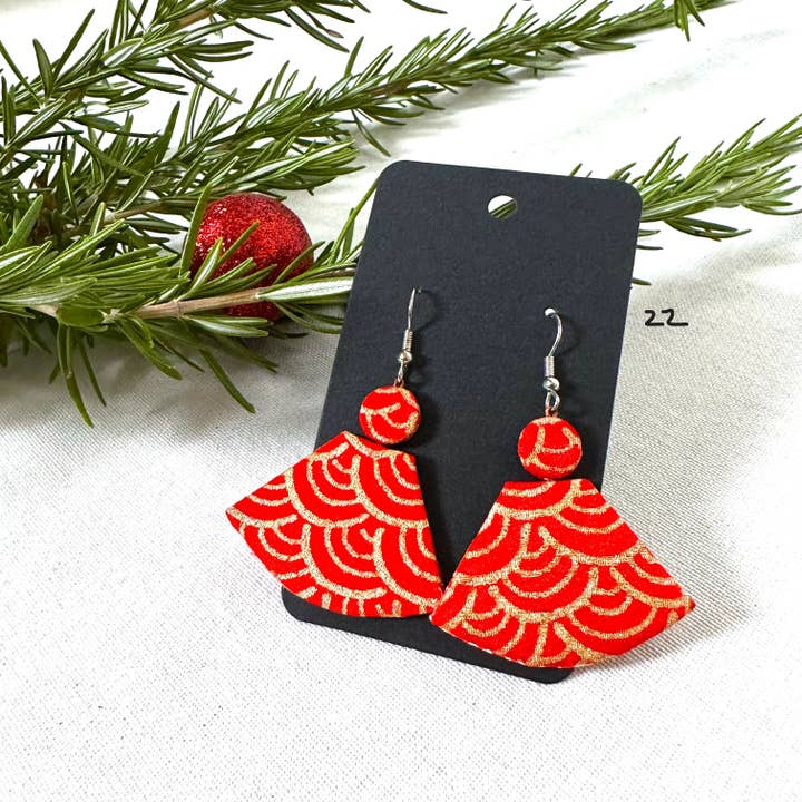 Sophie Silks - Wholesale Dangle earrings - Fan Shape Kimono Earrings4