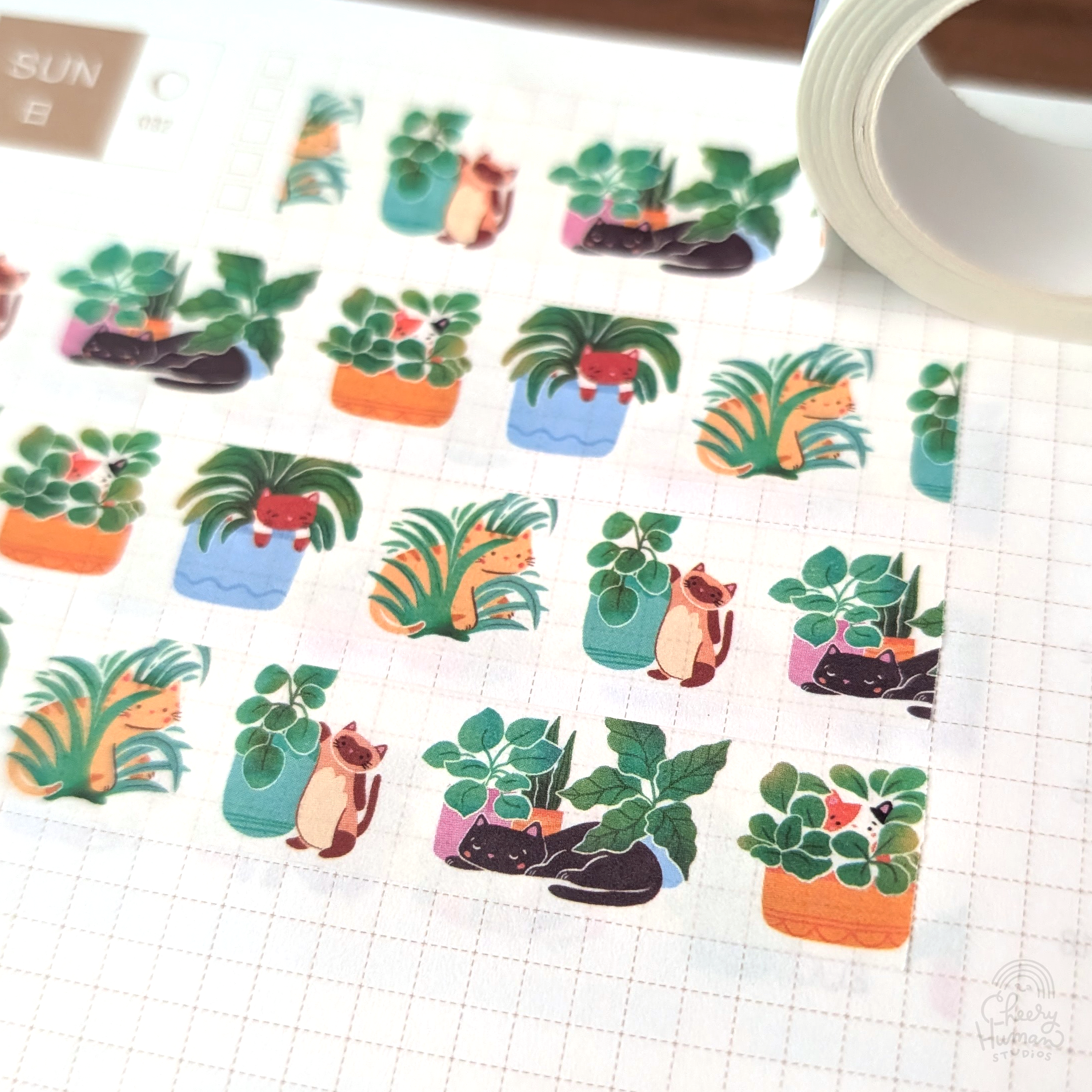 Cheery Human Studios - Wholesale Washi Tape - Cats & Plants - Washi Tape2