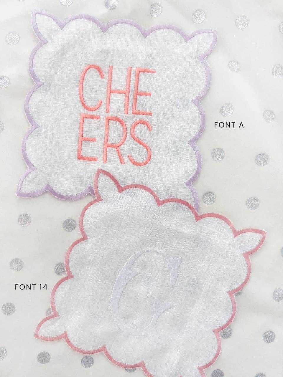 HOPE & JOY - Wholesale Dinner & Cloth Napkin - Square Scalloped Cocktail Napkins Embroidered New Home Gift2