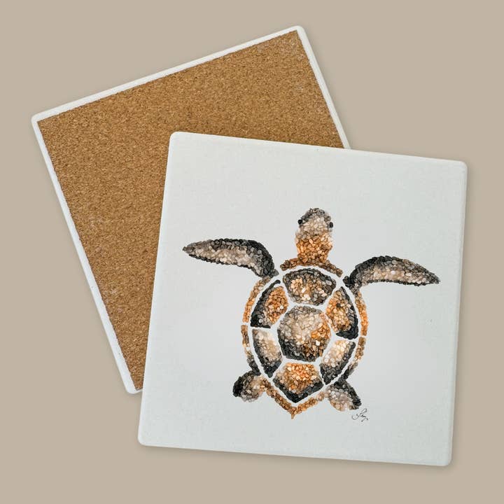 Coaster | Sea Turtle Ceramic Stone Coaster for wholesale by Coastal art co.