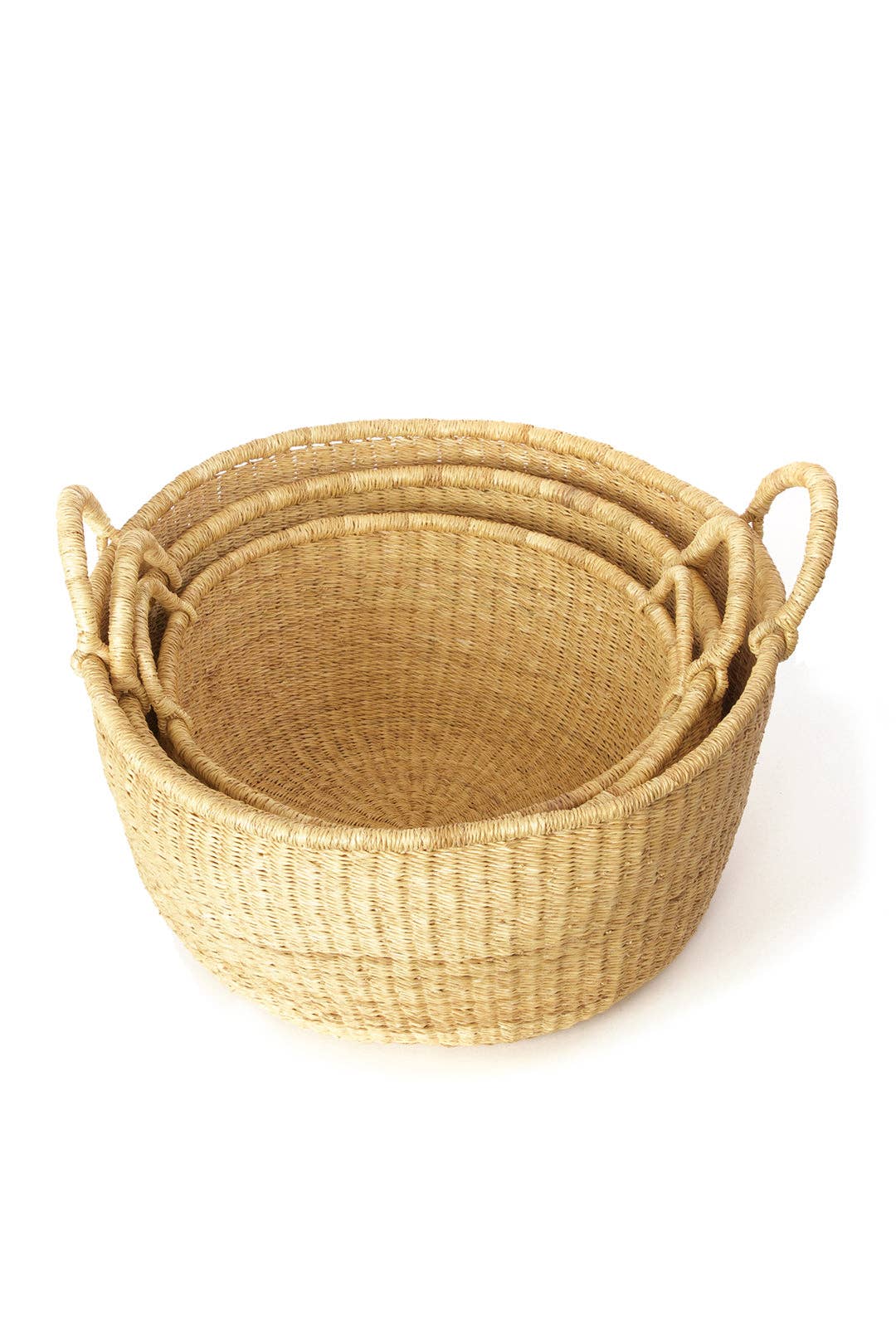 Swahili | AFRICAN MODERN - Wholesale Basket - 3 Natural Woven Grass Baskets - With Sturdy Handles3