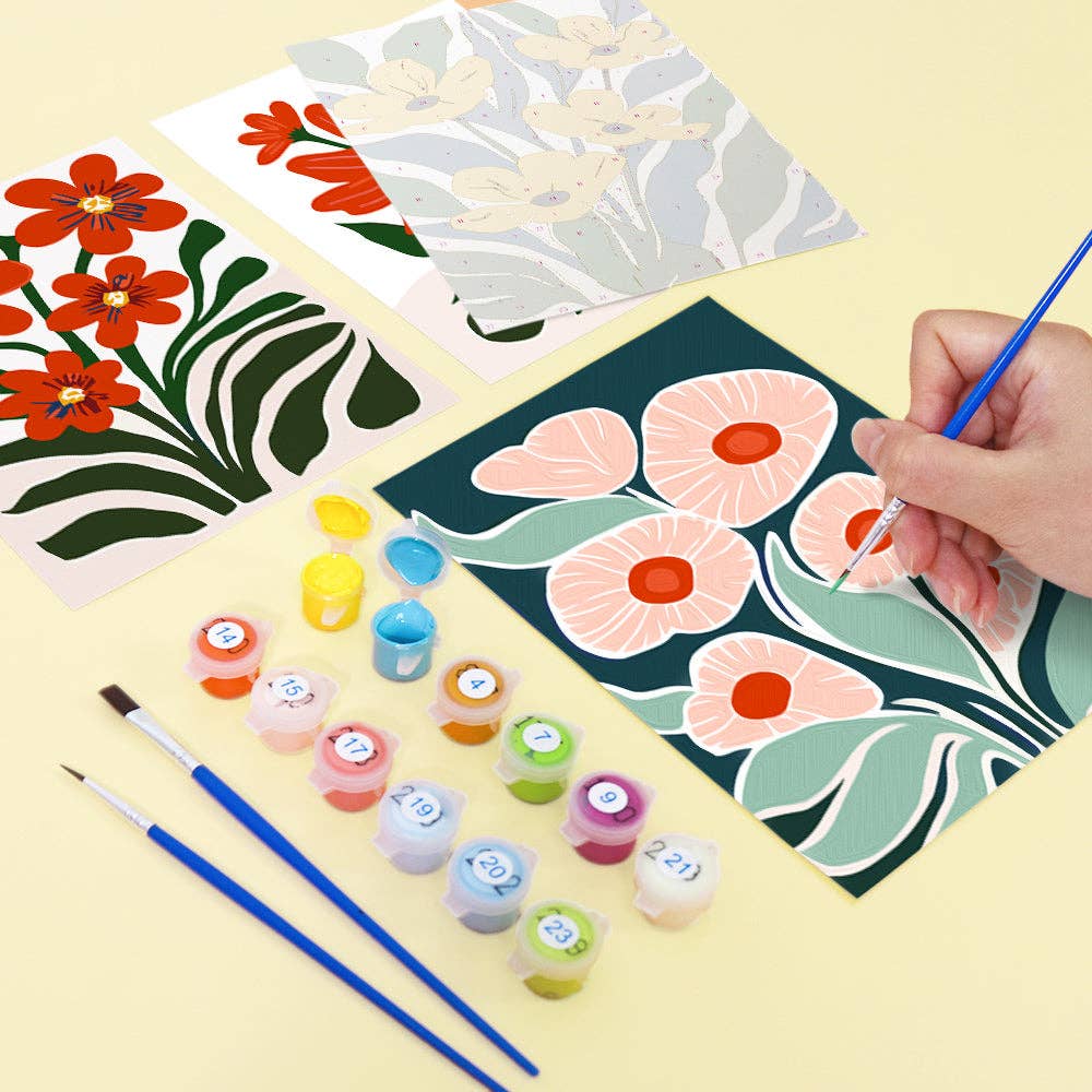 Paint Your Numbers – Großhandel Bastelset – Botanical Brights 6er-Pack Mini-Mal-nach-Zahlen-Set13